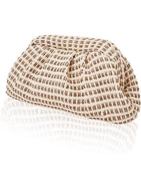Women's Beige Shoulder Bag Summer Purse Woven Beach Straw Clutch Slouchy Design
